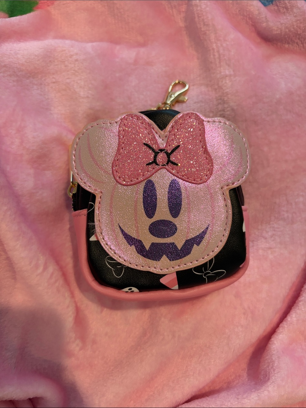 Pink Minnie Glitter Chase Halloween Her Universe Coin Purse(Read)
